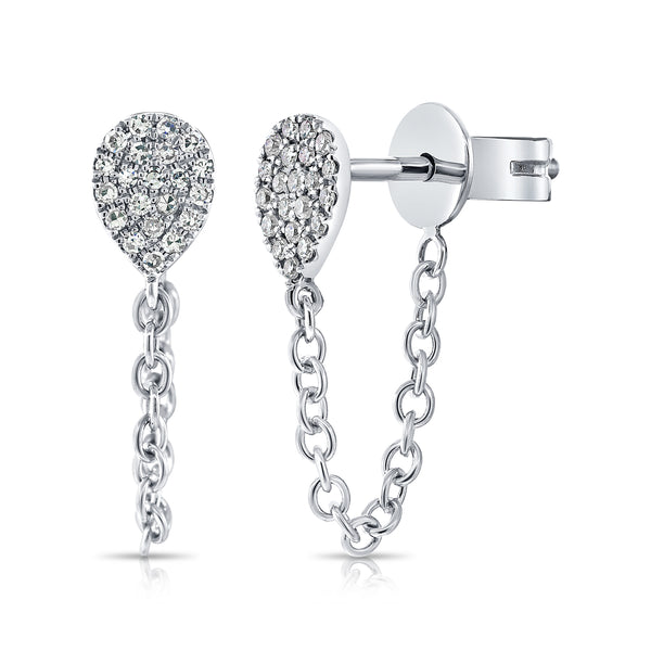 Diamond Pear Shaped Stud with Chain