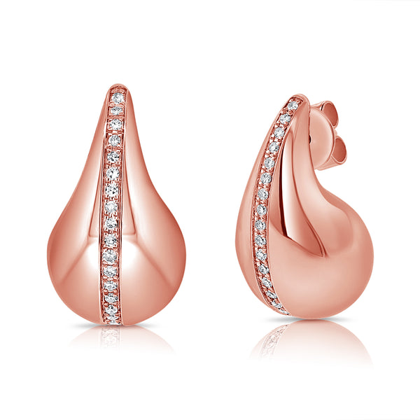Sculptural 14K Gold Diamond Teardrop Stud Earrings – 0.20 Carat