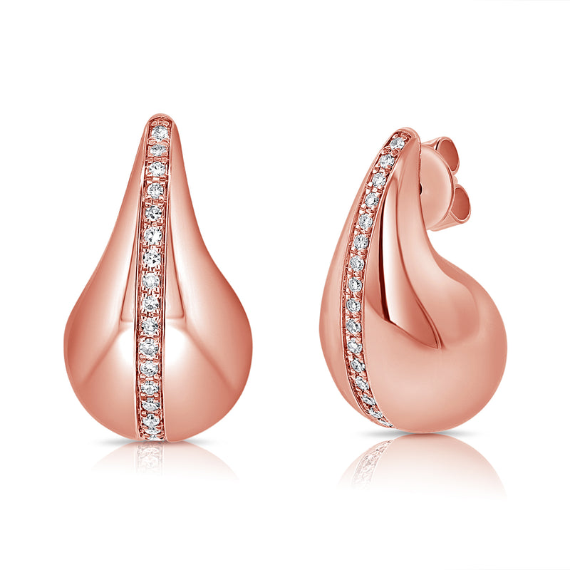 Sculptural 14K Gold Diamond Teardrop Stud Earrings – 0.20 Carat