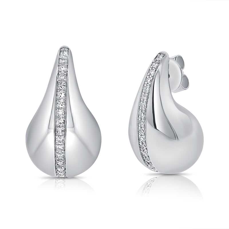 Sculptural 14K Gold Diamond Teardrop Stud Earrings – 0.20 Carat