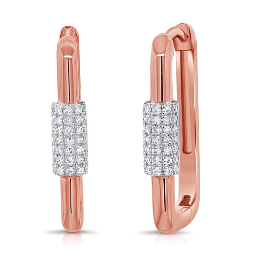 Elegant 14K Gold Diamond Link Earrings-0.17 Carat