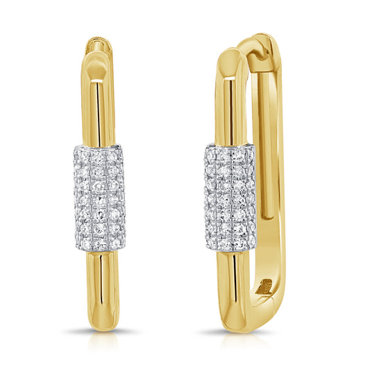 Elegant 14K Gold Diamond Link Earrings-0.17 Carat