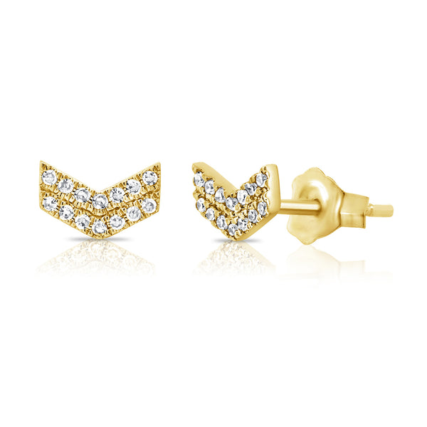 Unique 14K Gold Studs with Diamonds