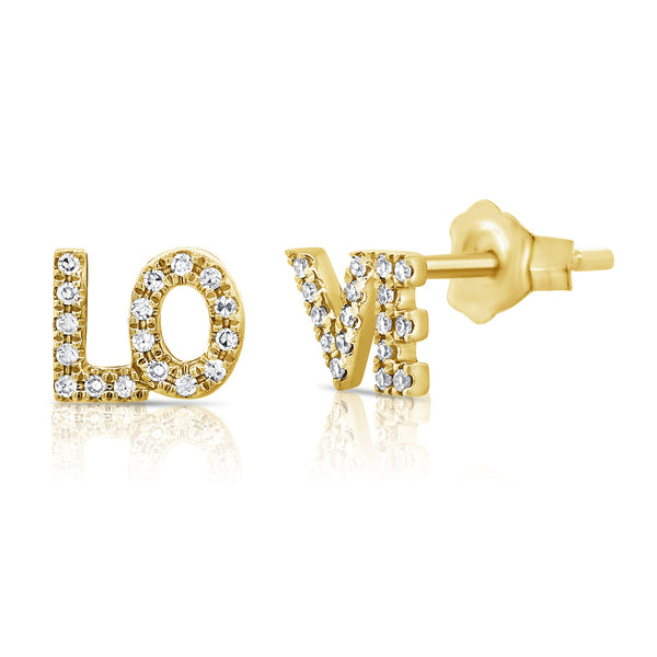 14K Gold Love Trendy Stud