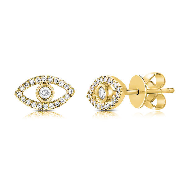 Diamond Evil Eye & Hamsa Stud