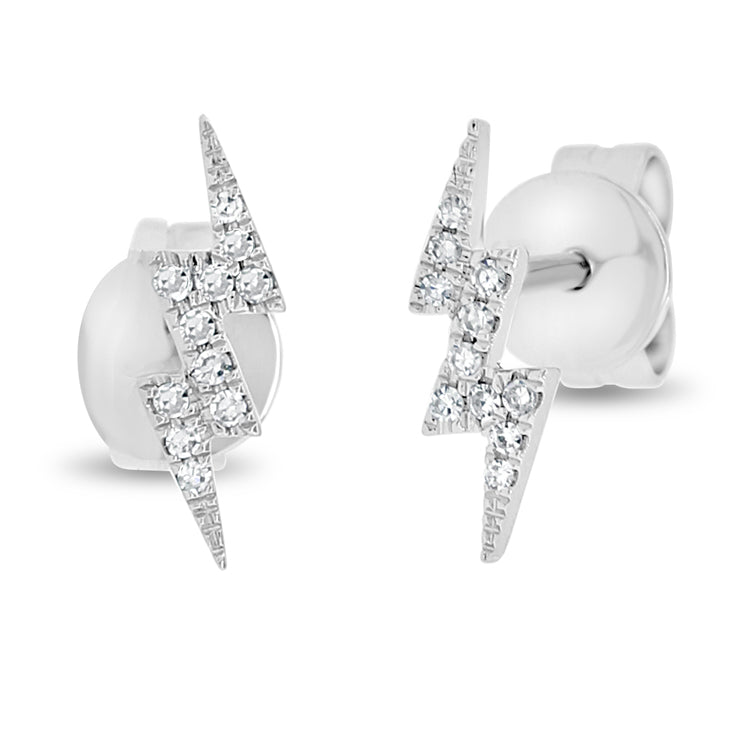 14K Gold Diamond Lightning Bolt Stud Earrings | 0.06ct Bolt Studs