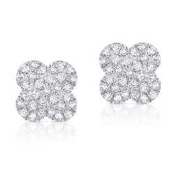 14K Gold Diamond Clover Stud Earrings – 0.18 Carats
