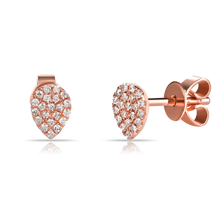 Elegant 0.11 Carat Diamond Pear-Shaped Stud Earrings in 14K White, Yellow, or Rose Gold