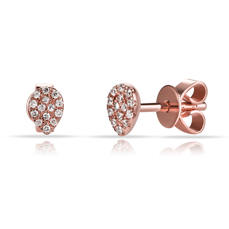 Elegant 0.07 Carat Diamond Pear-Shaped Stud Earrings in 14K White, Yellow, or Rose Gold
