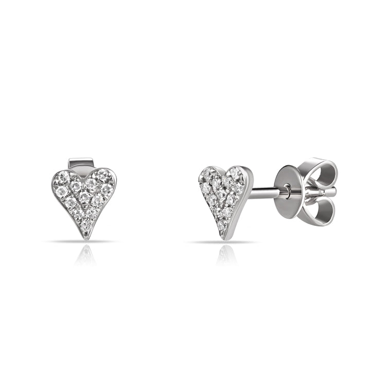 Pave Diamond set Heart Shape Stud earrings in. 14kt Gold