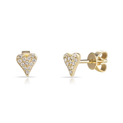 Pave Diamond set Heart Shape Stud earrings in. 14kt Gold
