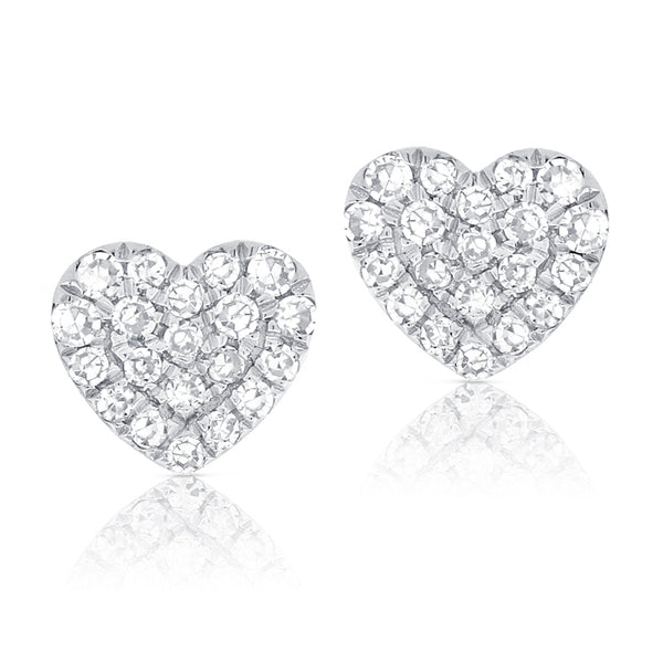 Mini Diamond Pave Heart Stud Earrings