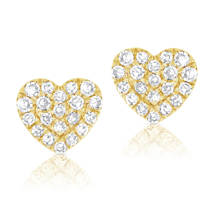 Mini Diamond Pave Heart Stud Earrings