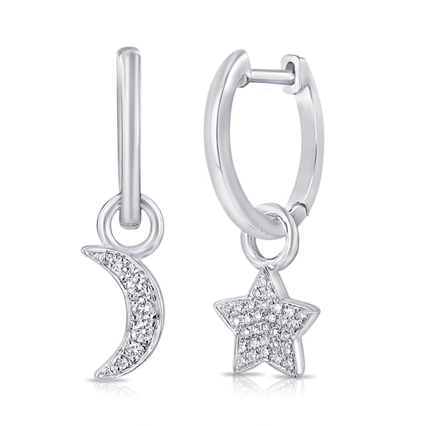 0.13ct Diamond Celestial & Zodiac Huggie  Earring w/Charm