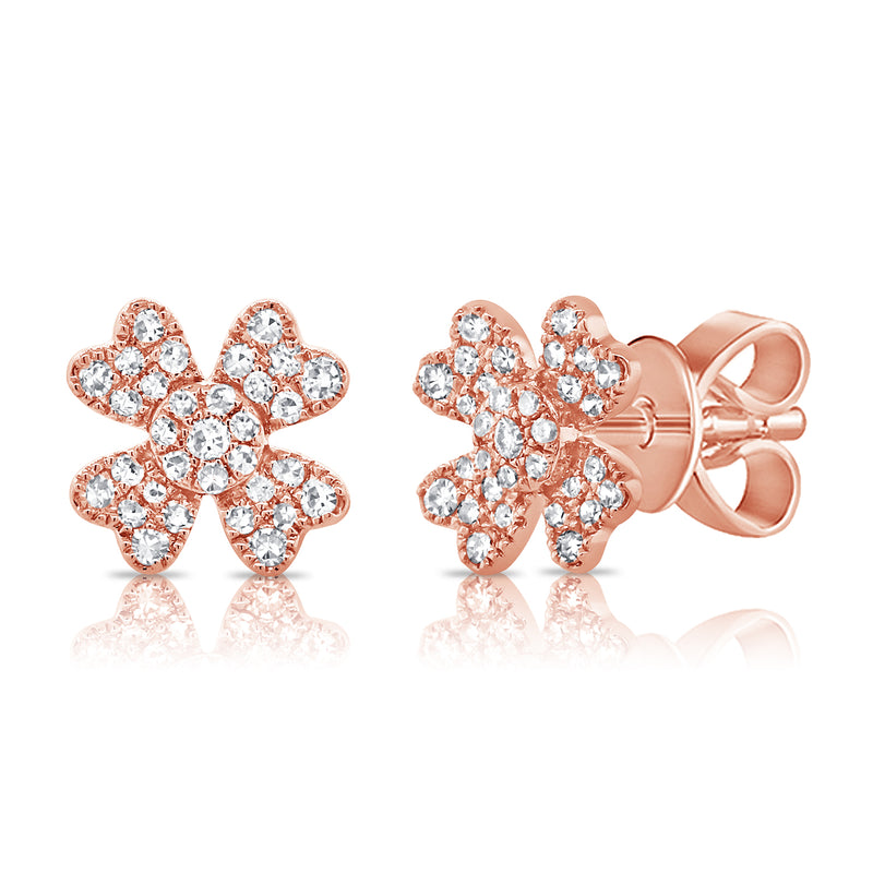 Diamond Floral Studs made in 14K Gold