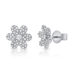 Diamond Flower Studs in 14K Gold