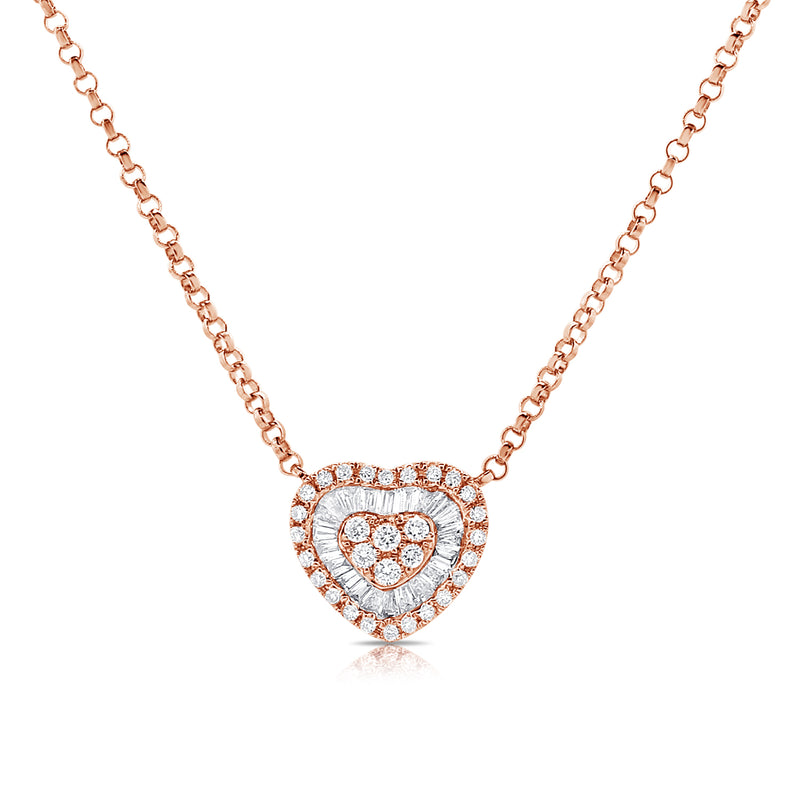 14K Gold Heart Pendant Necklace with Diamonds