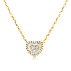 14K Gold Heart Pendant Necklace with Diamonds