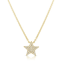 14K Gold Star Necklace with Diamonds