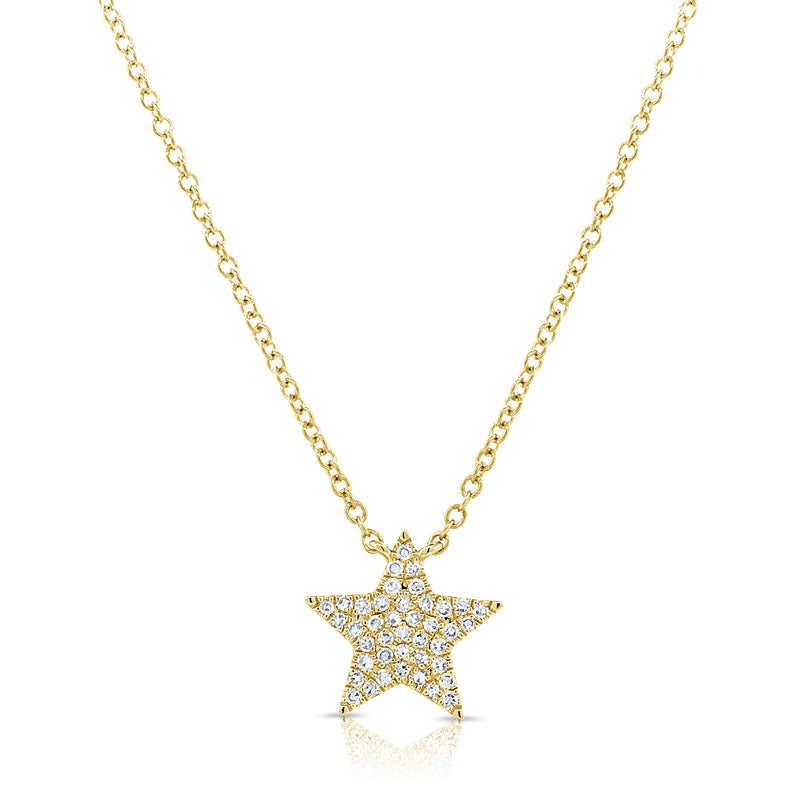 14K Gold Star Necklace with Diamonds