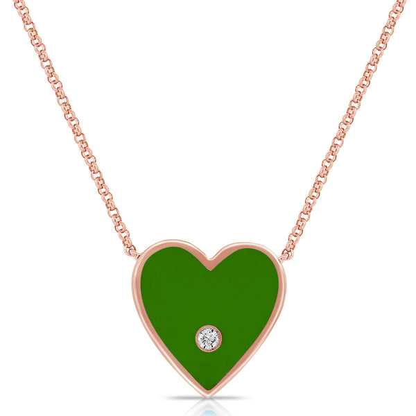 Green Heart Chain with Diamonds