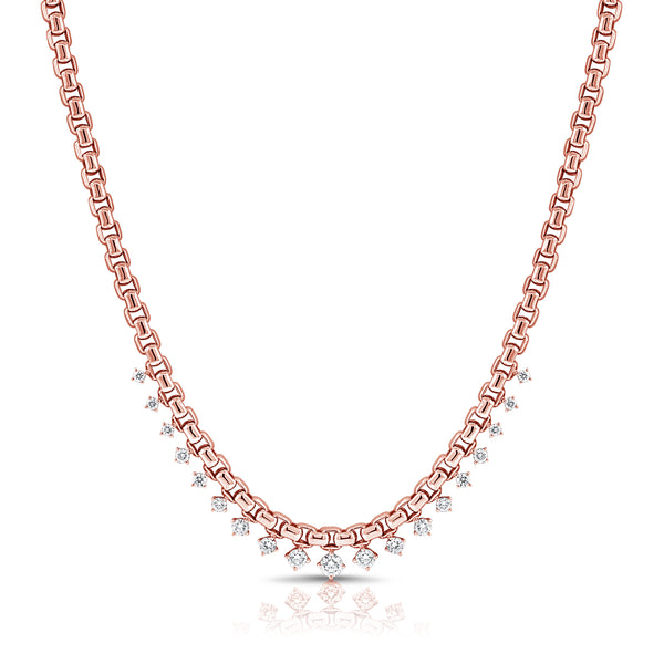 14K Gold Diamond Chain Link Necklace | 0.91 Carat Modern Drip Diamond Necklace