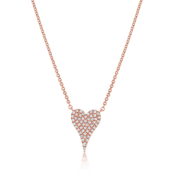 14K Gold Heart Necklace with Diamonds