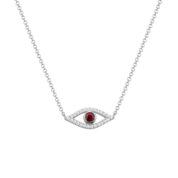 Ruby Evil Eye Chain with Diamonds