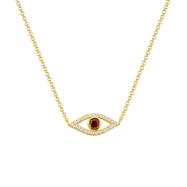 Ruby Evil Eye Chain with Diamonds