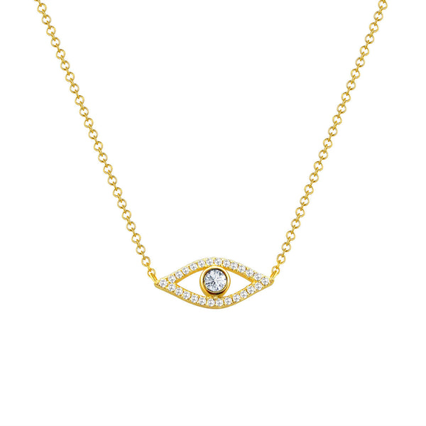 14K Gold Evil Eye Necklace with Diamonds