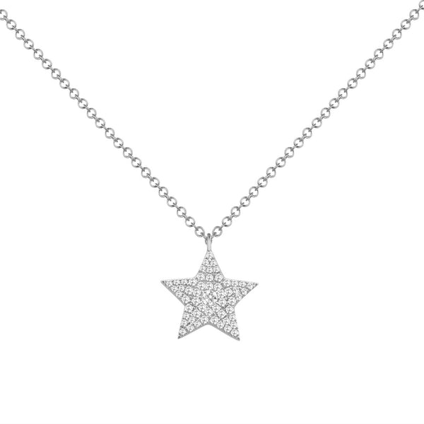 14K Gold Star Necklace with Diamonds