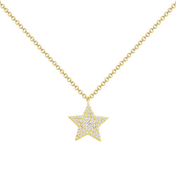 14K Gold Star Necklace with Diamonds