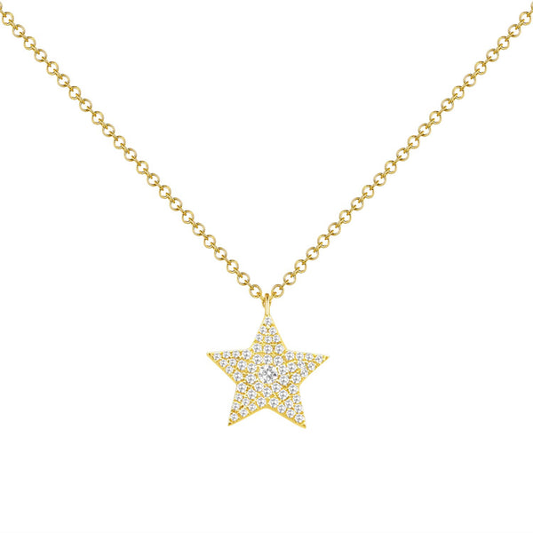 14K Gold Star Necklace with Diamonds