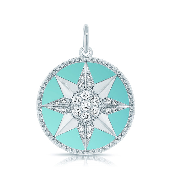 Turquoise and Diamond Celestial Star Zodiac Pendant in 14kt Gold