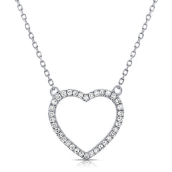 Open Heart Diamond Pendant Necklace in 14K Gold