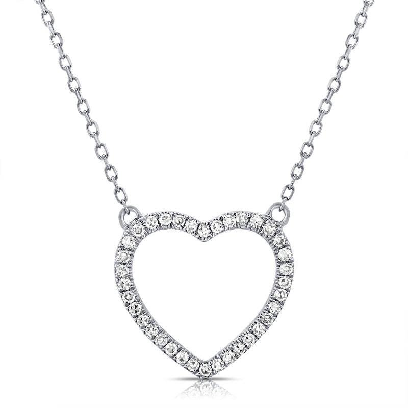 Open Heart Diamond Pendant Necklace in 14K Gold