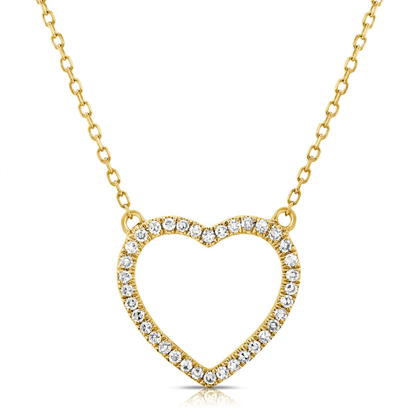 Open Heart Diamond Pendant Necklace in 14K Gold