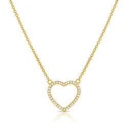 14K Gold Heart Pendant with Diamonds