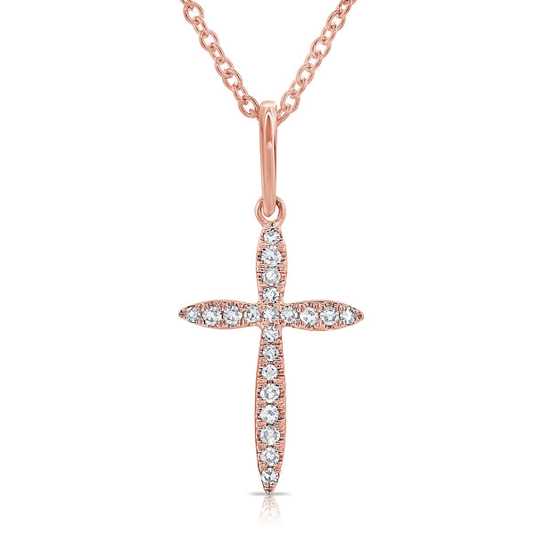14K Gold Cross Necklace with Diamonds