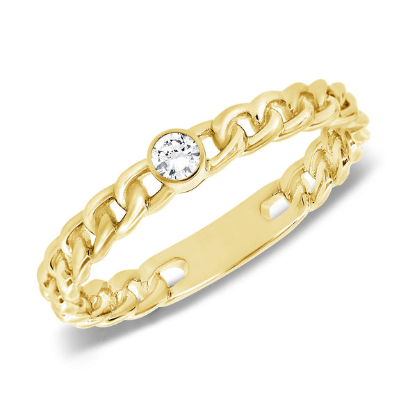 14K Gold Chain Ring with Diamonds