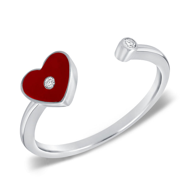 Red Heart & Diamond Wrap Ring