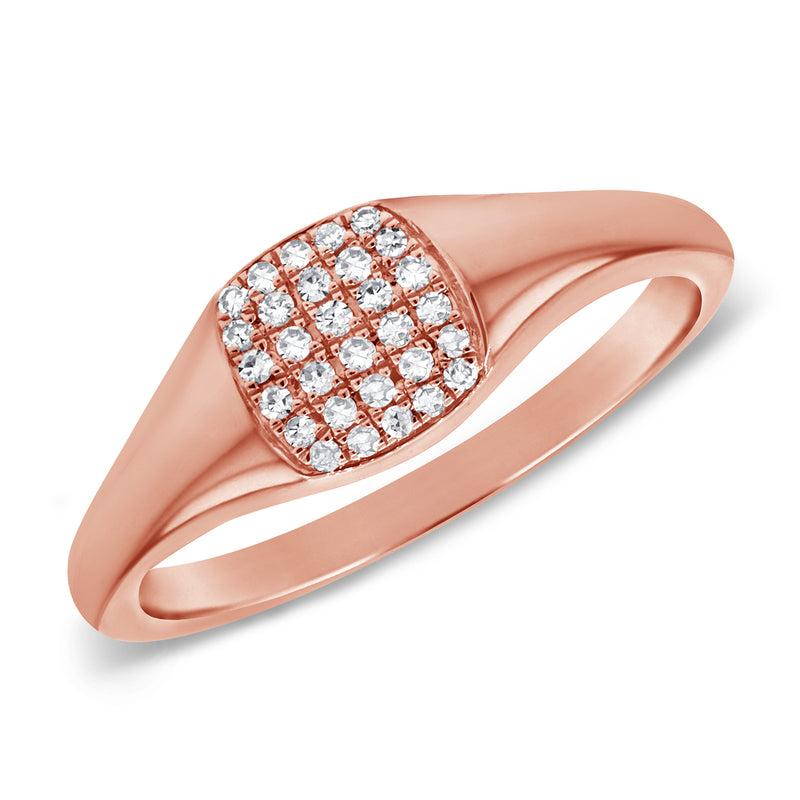 14K Gold Signet Pinky Ring with Dazzling Diamonds