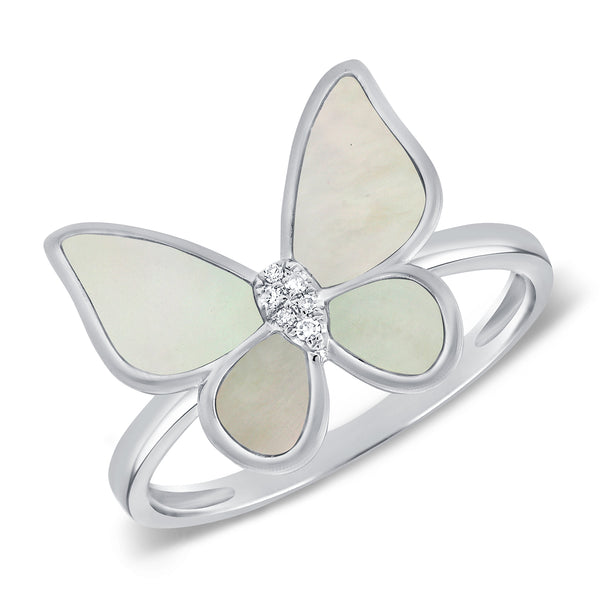Mother of Pearl & Diamond Butterfly Ring