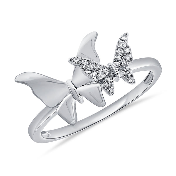 14K Gold Butterfly Ring with Diamonds