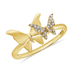 14K Gold Butterfly Ring with Diamonds