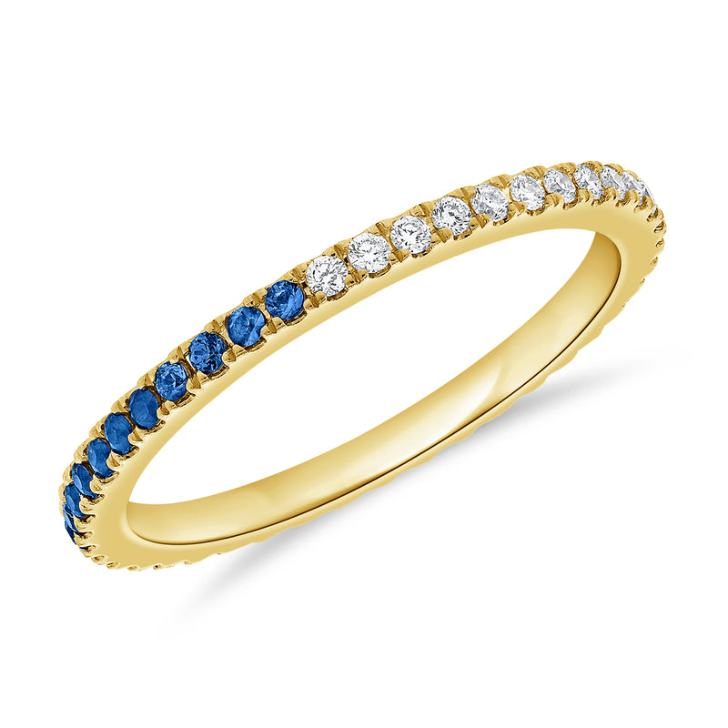 Diamonds & Sapphire Eternity Ring made in 14K Gold