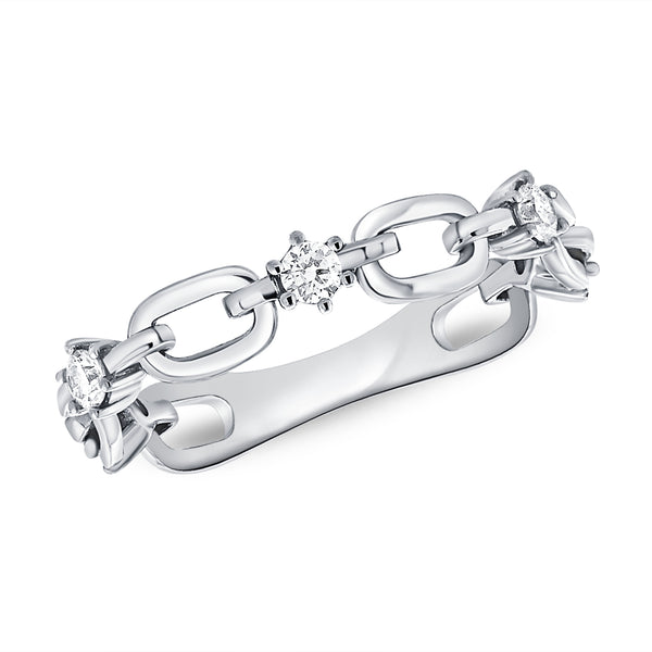 14K Gold Diamond Link Chain Ring – 0.25 Carat