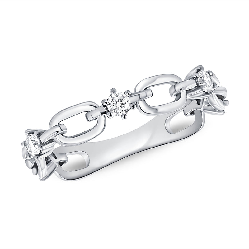 14K Gold Diamond Link Chain Ring – 0.25 Carat