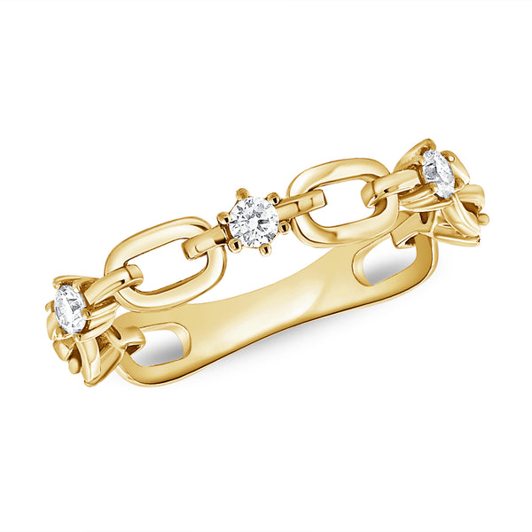14K Gold Diamond Link Chain Ring – 0.25 Carat