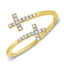 Diamond Cross Open & Wrap Ring